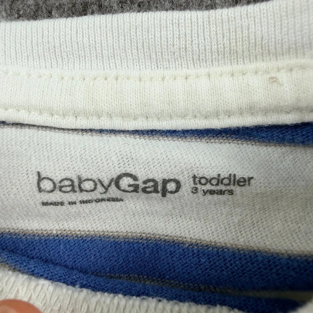 BabyGap Toddler Boys 3Y Blue White‎ Striped Layered Look Long Sleeve T-Shirt